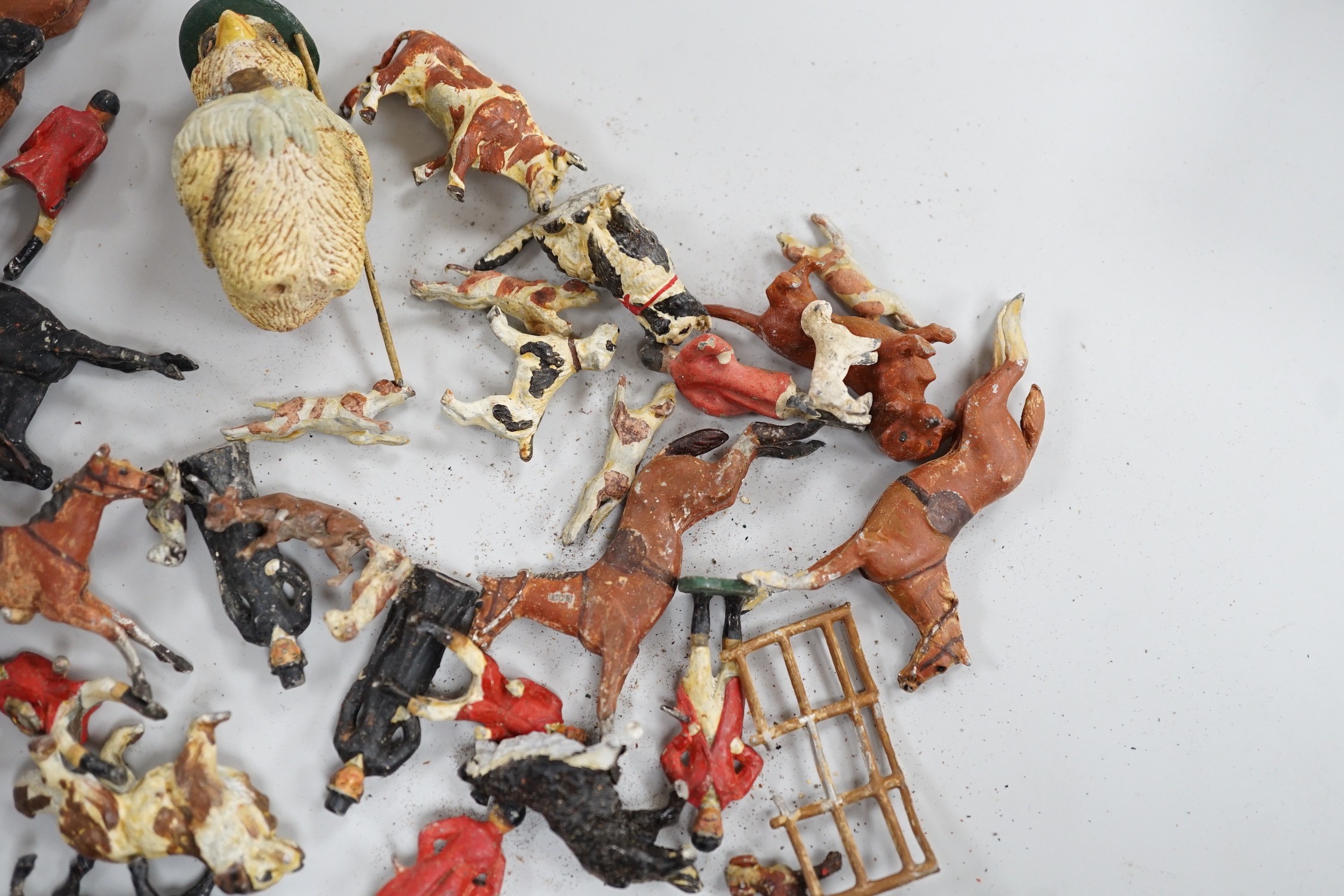 A small collection of lead hunting figures